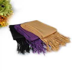 3-Piece Pure Color Tassel Artificial Cashmere Shawl Soft Wrap,Purple LightTan Black