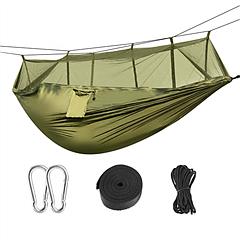 iMountek 600lbs Load 2 Persons Hammock w/Mosquito Net Outdoor Hiking Camping Hommock Portable Nylon Swing Hanging Bed w/ Strap Hook Carry Bag