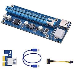 5Sets PCI-E PCI Express Risers GPU Mining Powered 1X to 16X Riser Adapter Card w/ 23.62in USB 3.0 Cable MOLEX To SATA Power Cable 4 Solid Capacitors V