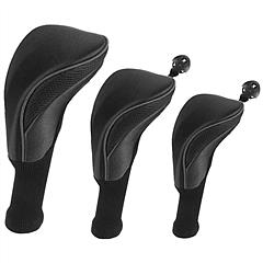 3Pcs Long Neck Mesh Golf Club Head Covers Set Long Knit Protection Cover w/ Interchangeable No. Tags 3 4 5 6 7 X Fit For Fairway Driver Woods