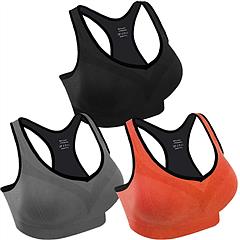 3 Packs Women Padded Sports Bras Yoga Fitness Push up Bra Female Top for Gym Running Workout Training