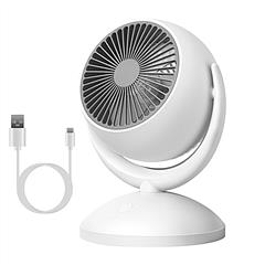 Air Circulator Desk Fan Portable Desktop Rechargeable Oscillating Fan with 4 Speeds 360 Degree Tilt Head Automatic Rotation Quiet 40dB Table Fan for H