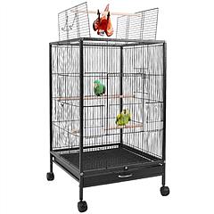 30.31In Height Bird Cage With Rolling Stand Bottom Tray Wrought Iron Wide Top Opening Large Bird Cage For Parrot Conure Lovebird Cockatiel Parakeets C