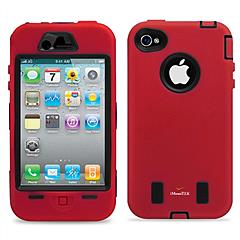 Pen+ Red Rugged Rubber Matte Hard Case Cover  For iPhone 4G 4S + Screen Guard