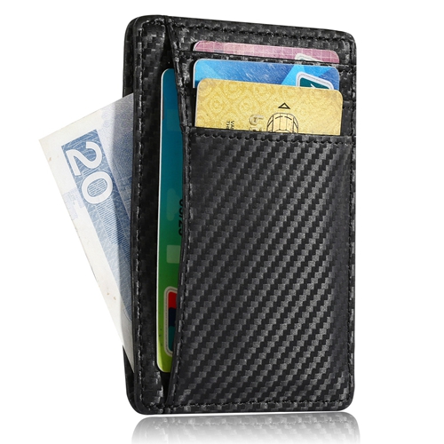 Credit Card Holder Wallet w/Cash Pocket Carbon Fiber RFID Blocking Anti ...