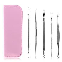 5 Pcs Blackhead Remover Kit Pimple Comedone Extractor Tool Set Stainless Steel Facial Acne Blemish Whitehead Popping Zit Removing for Nose Face Skin C