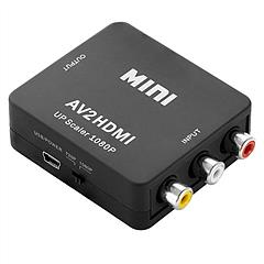 RCA to HDMI Converter 1080P AV Composite CVBS to HDMI Adapter w/ USB Video Audio Transform for Game Player DVD HDTV Projector Game Console Displayer