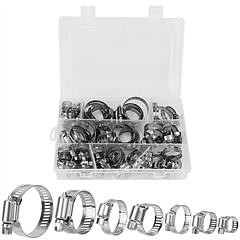 60Pcs Hose Clamp Set Stainless Steel Adjustable Worm Gear Assortment Pipe Tube Hose Clip Kit For Plumbing Automotive Mechanical