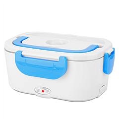 Electric Heating Lunch Box Food Heater Container Travel Thermal Bento Box Portable Food Warmer w/ 2 Removable Compartments 1 Free Spoon 1L