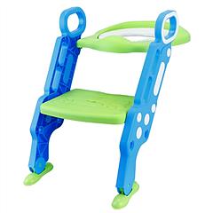 Potty Training Toilet Seat w/ Steps Stool Ladder For Children Baby Splash Guard Foldable Toilet Trainer Chair Height Adjustable Pedal Anti-Slip Feet 1