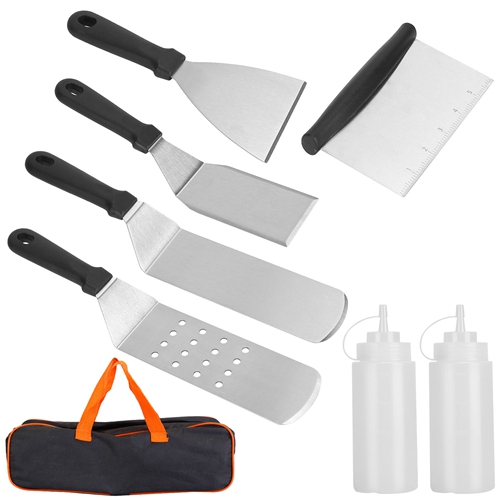 7Pcs Griddle Accessories Kit Stainless Steel BBQ Grilling Utensil Tools ...