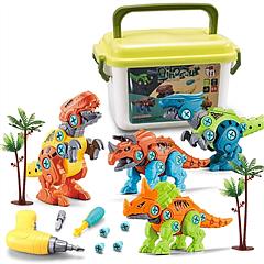 Take Apart Dinosaur Toys DIY Dinosaur Construction Building Block Assembly Toys with Electric Drill for Kids 3-7 Year Old Learning Educational Gift