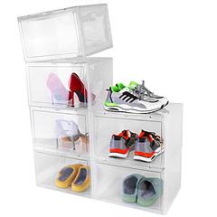 6Packs Collapsible Shoe Box Stackable Shoe Storage Bin Transparent Dustproof Hard PP Shoe Organizer Container with Magnetic Door