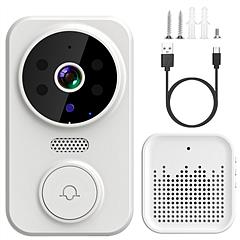 WiFi Security Doorbell Camera with Volume Adjustable Wireless Chime 1080P Camera Night Vision 2-Way Audio Free Cloud Storage