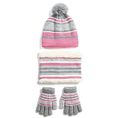 Winter Kids Knitted Hat Scarf Gloves 3Pcs Boys Girls Winter Warm Beanie Hat and Glove Scarf Set Beanie Neck Warmer Mittens for 4-7-Year-Old Kids