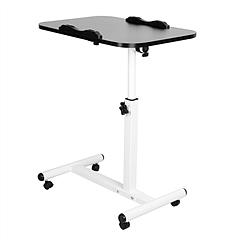 Rolling Laptop Table Portable Computer Desk Movable Table with Adjustable Height Tilting Angle