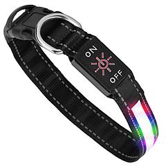 Light Up Dog Collar LED Dog Collar Safety Night Glowing Dog Collar with 9 Light Colors IPX7 Waterproof USB Rechargeable S/M/L