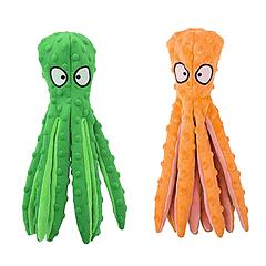 2Pcs Squeaky Dog Toys No Stuffing Crinkle Plush Octopus Dog Teething Toy Interactive Dog Toy Dog Training Toy For Puppy Small Medium Large Dog