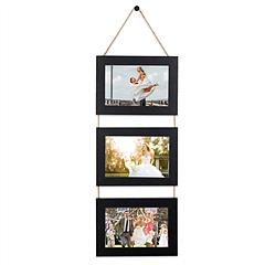 4x6IN Wall Hanging Picture Collage Frame 3-Opening Wall Decor Without Mat Rustic Style Wood Photo Frame Display
