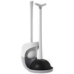 Toilet Plunger and Brush Combo Set with Ventilated Holder 2 in 1 Toilet Cleaning Tools Set with Caddy Stand for Bathroom