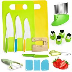 17Pcs Montessori Kitchen Tools Toddlers-Kids Cooking Sets Real-Toddler Safe Knives Set Kitchen Cookware Baking Toy Sets Educational Gift for 3-12 Year
