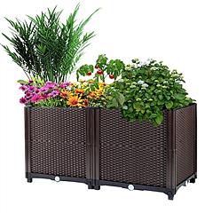 Raised Garden Bed Plant Growth Box with Self-watering System for Garden Patio Balcony Elevated Planter Box for Flowers Vegetables Herbs