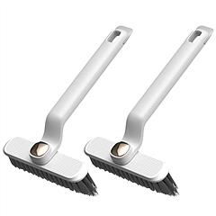 2 Pack Multi-Function Rotating Crevice Cleaning Brush Stiff Bristle Brush Gap Cleaner with 2-In-1 Clip and Spade for Tight Spaces Bathroom Kitchen