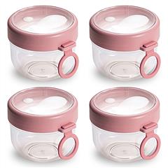 4Pcs Overnight Oats Containers with Lids and Folding Spoons 20OZ Portable Leak-proof Oats Jar For Milk Vegetable and Fruit Salad Yogurt Breakfast Cere