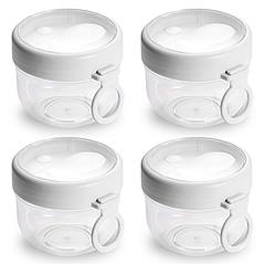 4Pcs Overnight Oats Containers with Lids and Folding Spoons 20OZ Portable Leak-proof Oats Jar For Milk Vegetable and Fruit Salad Yogurt Breakfast Cere