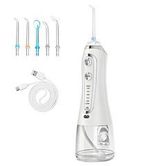 Portable Water Dental Flosser Cordless Rechargeable Dental Oral Irrigator IPX7 Waterproof Teeth Cleaner with 5 Modes 5 Nozzles 10.14oz Detachable Wate