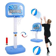 2 In 1 Poolside Basketball Game Set Pool Basketball Goal Indoor Outdoor Kids Basketball Court Water Basketball Toy with 2 Balls Gift for Boys Girls Ag