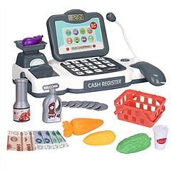 Kids Cash Register Pretend Play Cashier Toy with Scanner Calculator Credit Card Money Grocery Products Educational Toy Gift for Kids Aged 3 4 5 6 Year