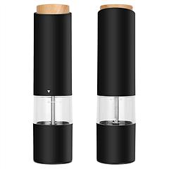 2Pcs Electric Salt and Pepper Grinder Battery Powered Salt Mill Sets With Adjustable Coarseness One Hand Easy Operation Visible Refilling Bottle