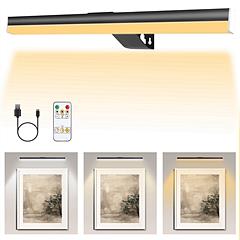 Wireless Picture Light Magnetic Art Display Light Dimmable Rechargeable Library Gallery Light with 3 Light Colors 3 Timer Settings Remote Control Punc