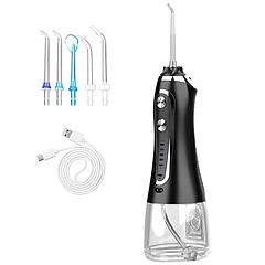 Portable Water Dental Flosser Cordless Rechargeable Dental Oral Irrigator IPX7 Waterproof Teeth Cleaner with 5 Modes 5 Nozzles 10.14oz Detachable Wate