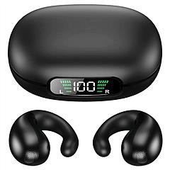 Wireless V5.3 Open Ear Clip Earbuds Over Ear Bone Headphones IPX3 Waterproof Ultra Open Earbuds with LED Display Charging Case for Driving Working Tra