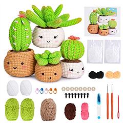 Succulents Crochet Kit Crochet Kit For Beginners DIY Knitting Supplies for Kids Adults 4 Patterns