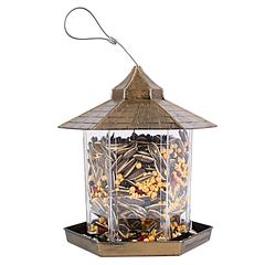 Hanging Gazebo Wild Bird Feeder Outdoor Bird Seed Station with Large Capacity 6 Feeder Ports for Garden Patio Park Weatherproof Easy To Refill