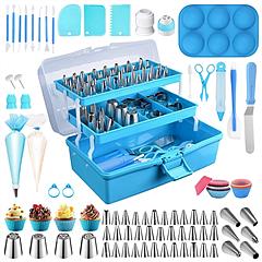 236Pcs Cake Decorating Kit Baking Tools Accessories Cake Decorating Supplies with Piping Tips Couplers and Bags Cookie Cutters Baking Cups Scrapers Fl