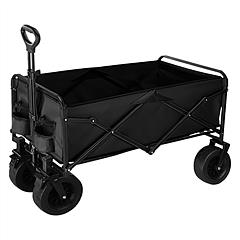 200L Collapsible Folding Wagon Cart With Drink Holders Adjustable Handle 440LBS Load Capacity Foldable Utility Outdoor Wagon With All-Terrain Wheels a