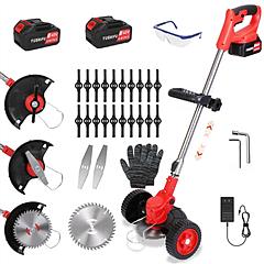 3 in 1 Electric Cordless Grass Wacker Battery Powered Grass Trimmer With Wheels Adjustable Head Extendable Length Rechargeable Lightweight Lawn Trimme