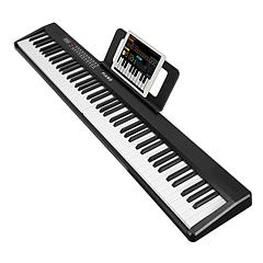 Folding Piano Keyboard 88 Keys Foldable Full Size Semi Weighted Piano Digital Electronic Piano with LCD Screen Carry Bag Mic Sheet Music Stand Sticker