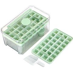 Ice Cube Tray With Lid And Bin Plastic Ice Trays Pop Ice Mold 2 Ice Cube Trays with Scoop Easy Release Stackable Dishwasher Safe Produce 56 Ice Cubes