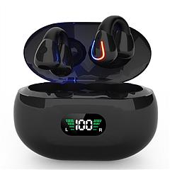 Wireless V5.3 Earbuds Clip-On Open TWS Earphones With Built-In Mic LED Display Charging Case 60H Standby Time IPX3 Waterproof Sweat Resistant Sport Fi