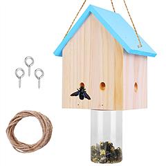 Wood Carpenter Bee Trap Outdoor Natural Pine Wood Outdoor Hanging Wooden Bee Trap For Outside Patio Deck Eave Fence