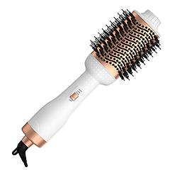 4 In 1 Hair Dryer Brush Curling Brush Hair Styler Volumizer Straightener Negative Ion Anti-frizz Hot-Air Hair Brush for All Hair Types Black White