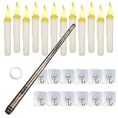 12Pcs Flameless Floating Candles LED Magic Hanging Candle Light Battery Operated Flickering Warm Light Window Candle With Magic Wand Remote for Hallow