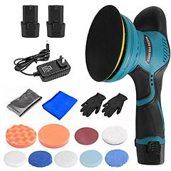 Cordless Car Buffer Polisher with 2Pcs 1500mAh Rechargeable Batteries 8 Speed Levels Wireless Polishing Waxer Machine Kit for Car Detailing