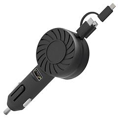 21W 3 In 1 Retractable Car Charger Fast Car Charger Mini Car Phone Charger with USB Port Type-C Cable LT & Micro Cable Fit For IOS Phone 15/14/13 And 