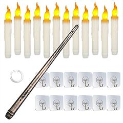 12Pcs Flameless Floating Candles LED Magic Hanging Candle Light Battery Operated Flickering Warm Light Window Candle With Magic Wand Remote for Hallow